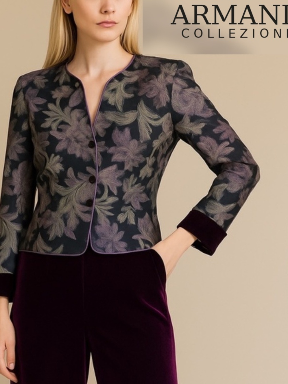 🆕🏷️ Armani Vintage Floral Silk Bend Two-Piece Ensemble Made in Italy Tags@1695